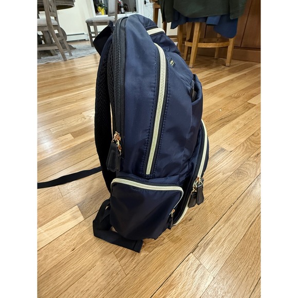 Kenneth Cole Reaction Sophie Navy Blue Nylon Laptop Backpack Gold Zipper Travel main image 11